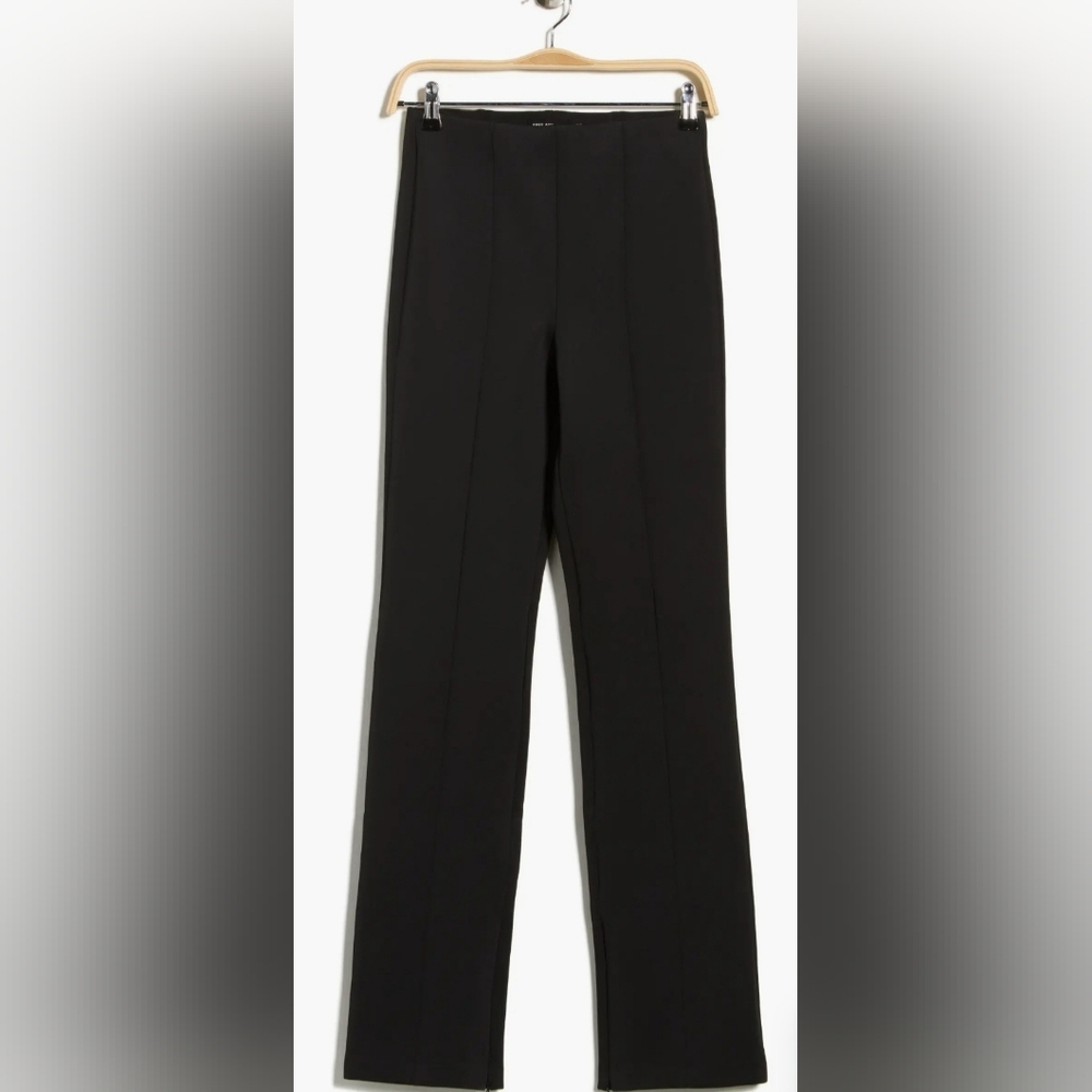 Good American Black High-Rise Straight-Leg Ponte Pants Scuba Boss XL 4